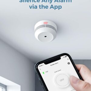 AGEISLINK Detector de humo Wi-Fi, alarma de humo inteligente inalámbrica con control de aplicación, batería de litio reemplazable, función de autocomprobación automática, S-WF240