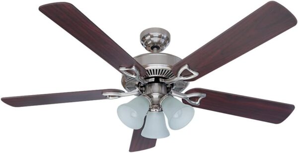 Ventilador de techo 5 aspas 52" para interior con luz niquel clasico Plus Hunter 21911