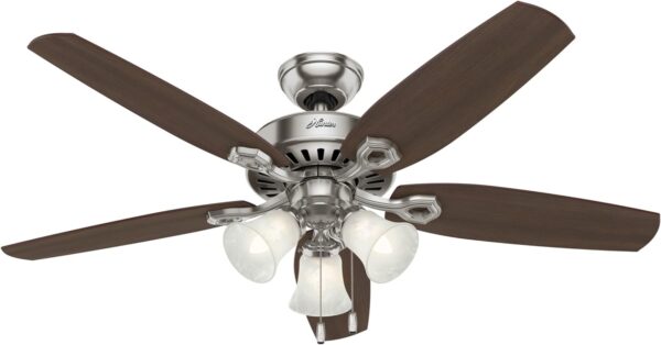 Ventilador de techo 5 aspas 52" para interior con luz niquel clasico Plus Hunter 21911 - Imagen 3