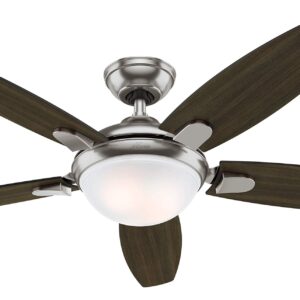 Ventilador de techo 5 aspas 52″ para interior con luz niquel cepillado Contempo Hunter 59013