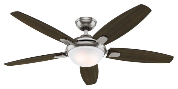 Ventilador de techo 5 aspas 52" para interior con luz niquel cepillado Contempo Hunter 59013